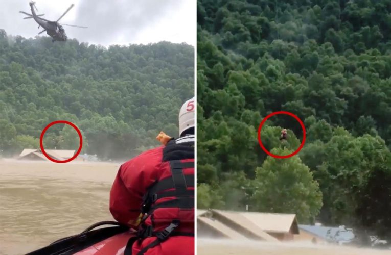 Video shows Kentucky rescue crews save family of 5 trapped in attic during flooding