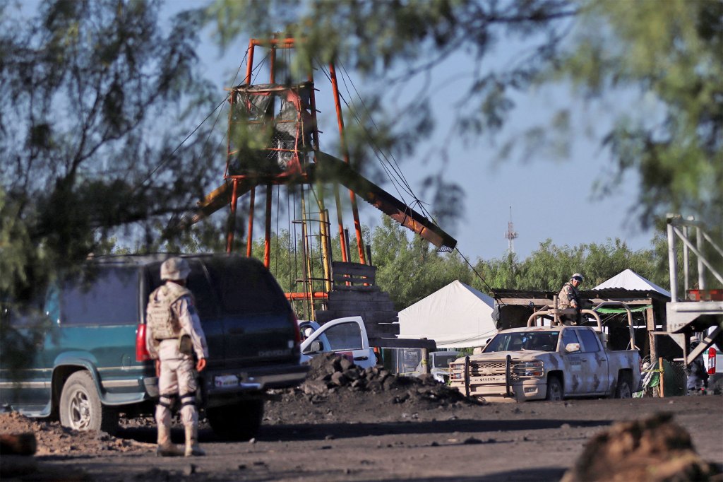 Soldiers keep watch at the facilities of a coal mine that collapsed leaving miners trapped, in Sabinas, in Coahuila state, Mexico, August 3, 2022.