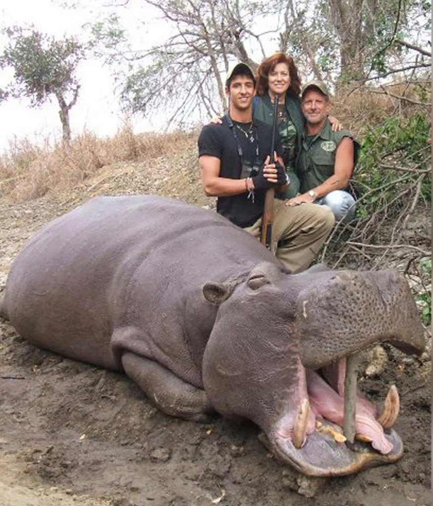 Lawrence “Larry” Rudolph with a killed hippo