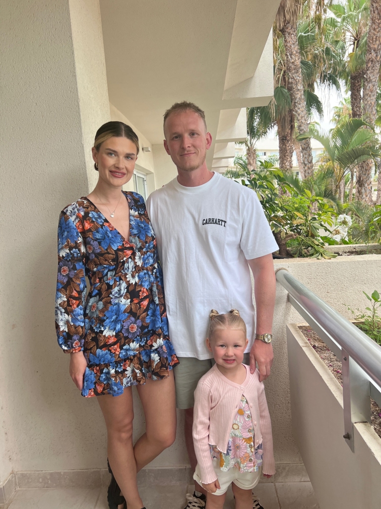 Maddie Blockley with her partner Jack Smout and their daughter  Amelie Smout.