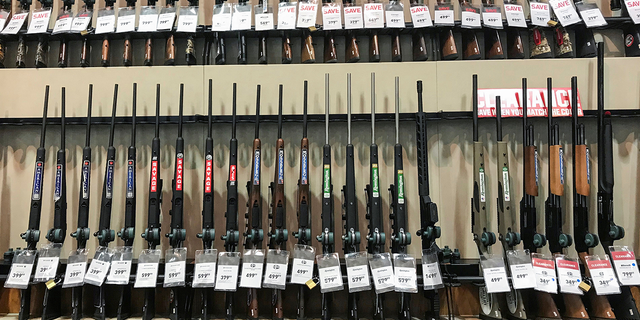 Guns for sale are seen inside of Dick's Sporting Goods store in Stroudsburg, Pennsylvania, U.S., February 28, 2018. REUTERS/Eduardo Munoz