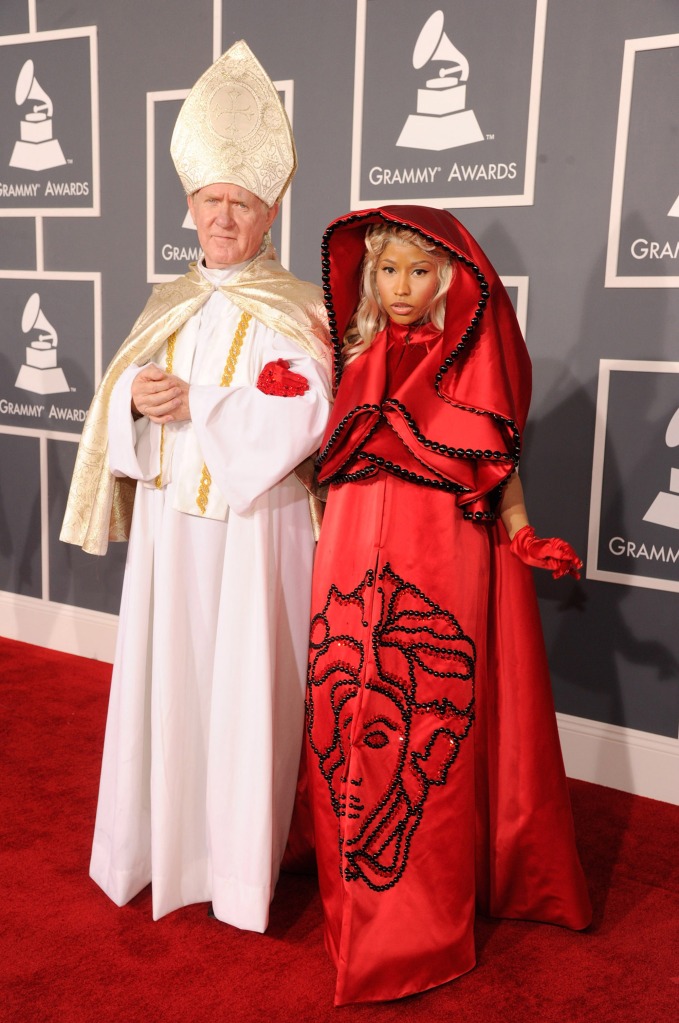 Raising holy hell online, Minaj's controversial couture at the 2012 Grammy Awards became one of the night's biggest moments. 