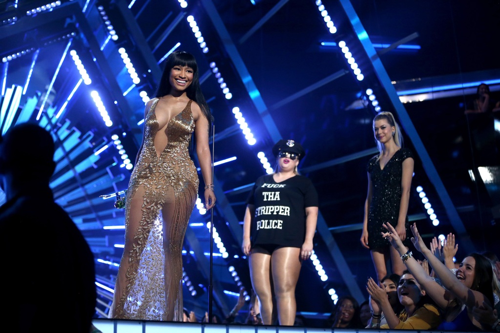 Recording artist Nicki Minaj accepts award for Best Hip-Hop Video for 'Anaconda' onstage during the 2015 MTV Video Music Awards at Microsoft Theater on August 30, 2015 in Los Angeles, California.  