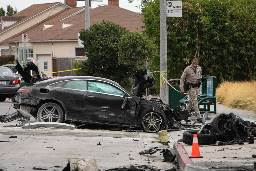 Police at the scene of the crash