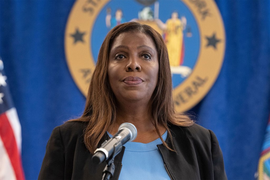 Attorney General Letitia James makes announcement .