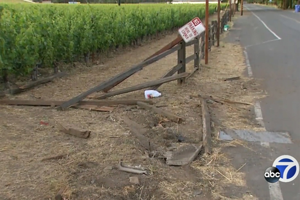 The scene in Napa where Pelosi allegedly injured another driver in a crash on May 28, 2022.