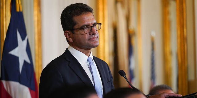 SAN JUAN, PUERTO RICO: Puerto Rico interim governor Pedro Pierluisi answers questions during a press conference on his first day in the government's mansion on August 2, 2019 in San Juan, Puerto Rico. 