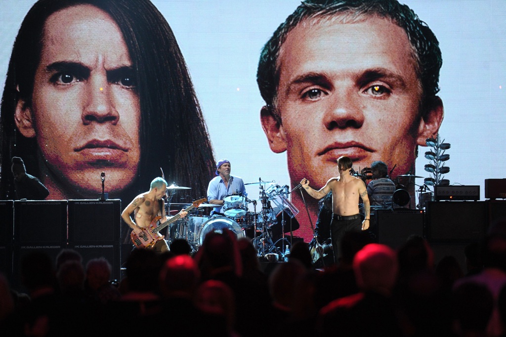 The Red Hot Chili Peppers at their 2012 Rock & Roll Hall of Fame induction.