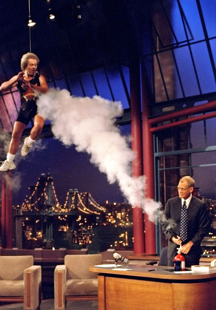 Simmons was visibly upset after David Letterman sprayed him with a fire extinguisher during an appearance on his show in 2000. 