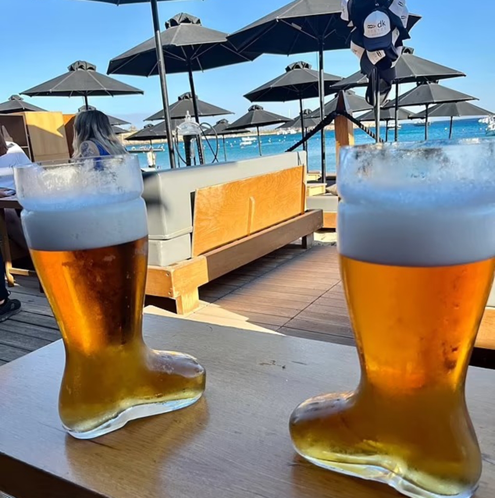 The two beers reportedly entailed two giant boots filled with one and a half pints each.