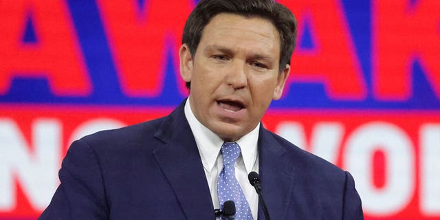 Florida Gov. Ron DeSantis delivers remarks at the 2022 CPAC conference at Rosen Shingle Creek in Orlando, Fla., Feb. 24, 2022.