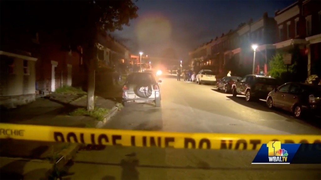 The shooting took place on Linnard Street in West Baltimore on Saturday night. 