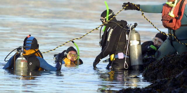 Authorities search the Berkeley Marina, where Laci Peterson's husband Scott said he was fishing at when she went missing.