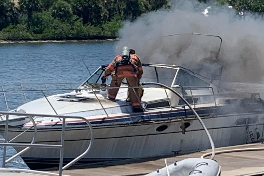 Security video captures the moment this boat exploded and caught fire. Daytona Beach Firefighters responded to the Halifax Harbor Marina for a boat fire that started just after the boaters refueled. Four people total were injured and one was airlifted to an Orlando hospital for burns.
