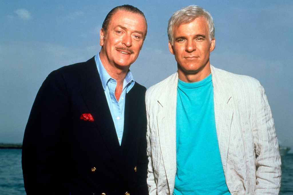 Steve Martin (right)and Michael Caine (left) in the 1988 comedy film "Dirty Rotten Scoundrels."