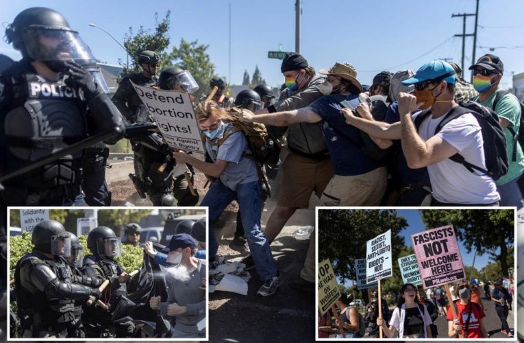 ‘Straight Pride’ march clashes with protesters in California