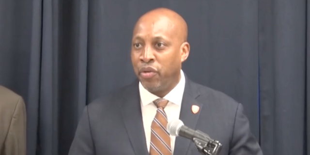 Suffolk County Police Commissioner Rodney K. Harrison speaks at press conference in March. (Suffolk County Police Department/Facebook)