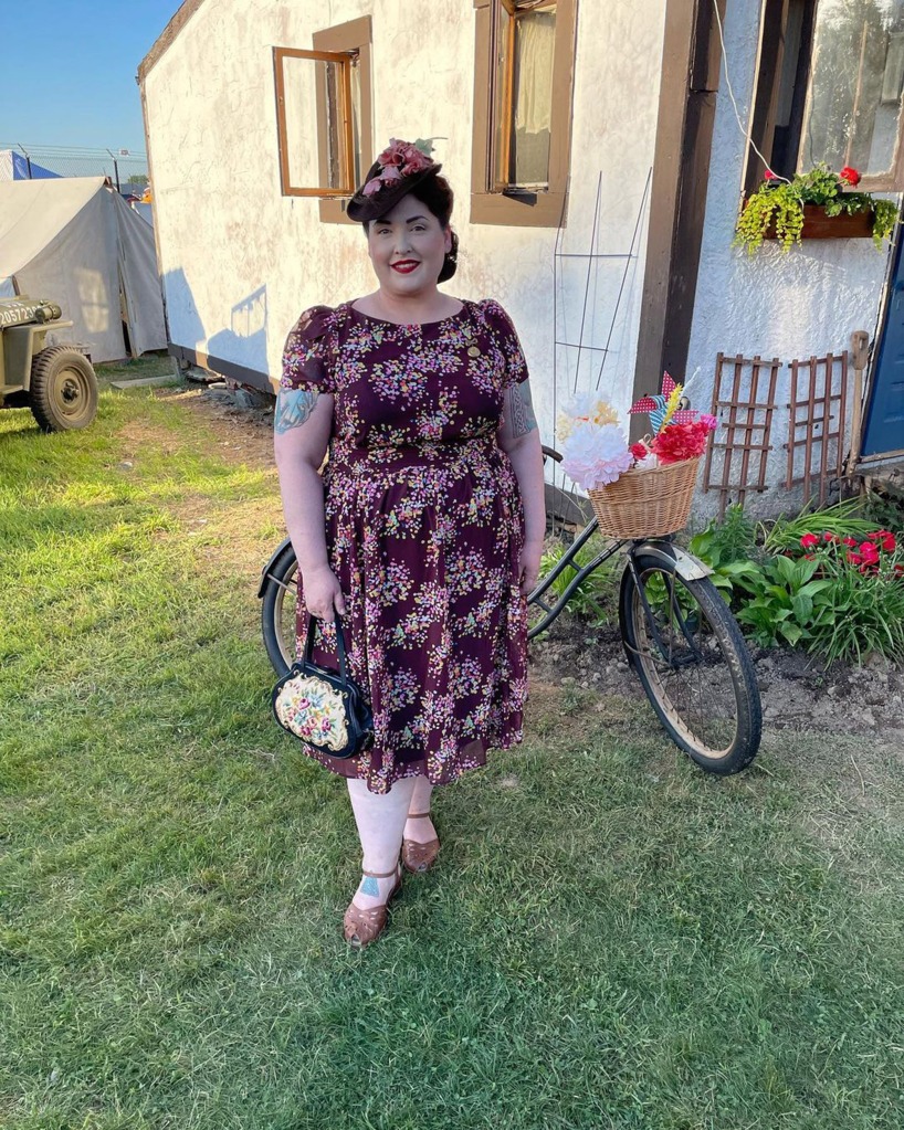 Cochrum poses in one of her vintage outfits