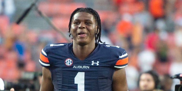 Quarterback TJ Finley of the Auburn Tigers walks off the field after defeating the Georgia State Panthers at Jordan-Hare Stadium Sept. 25, 2021, in Auburn, Ala.