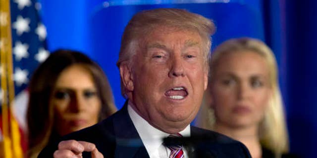 Republican presidential candidate Donald Trump speaks at the Trump National Golf Club Westchester, June 7, 2016, in Briarcliff Manor, New York.