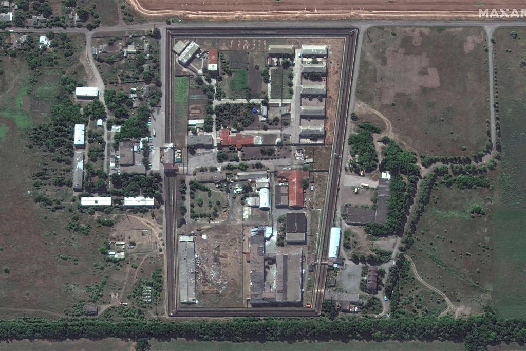 A satellite image shows a general view of a prison after a strike on a facility in Olenivka, as Russia's attack on Ukraine continues, Ukraine July 30, 2022.