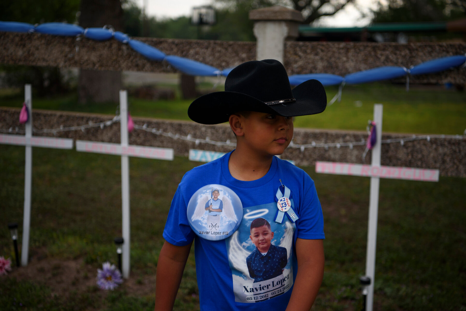 J.T. Martinez, 9, attended the funeral of Xavier Lopez, his close relative and best friend.