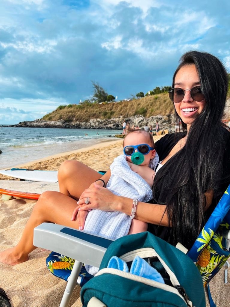 Chloe and Lennon are seen in Hawaii — where the baby boy was born during the COVID pandemic. 