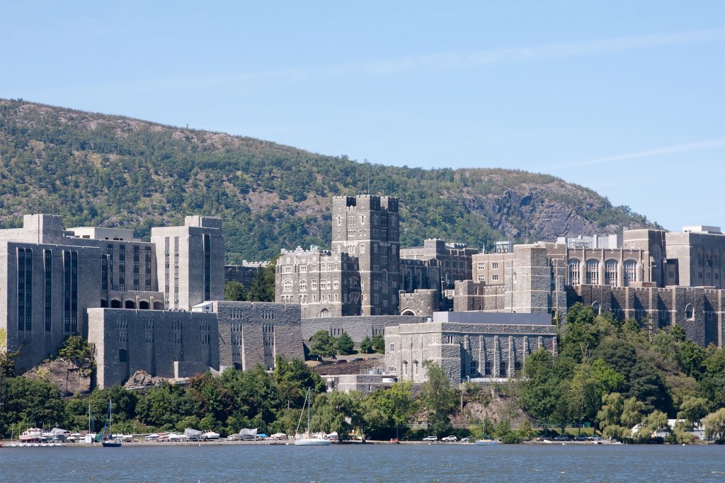 A picture of West Point on the water.