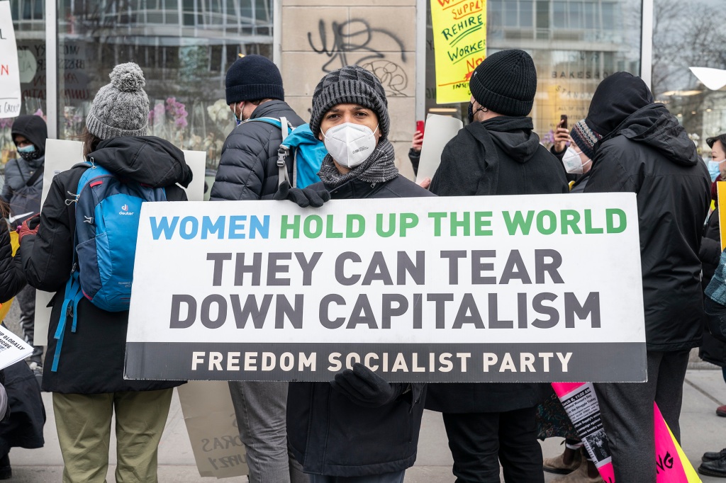 Socialist protesters in front of an NYC Whole Foods in 2021.