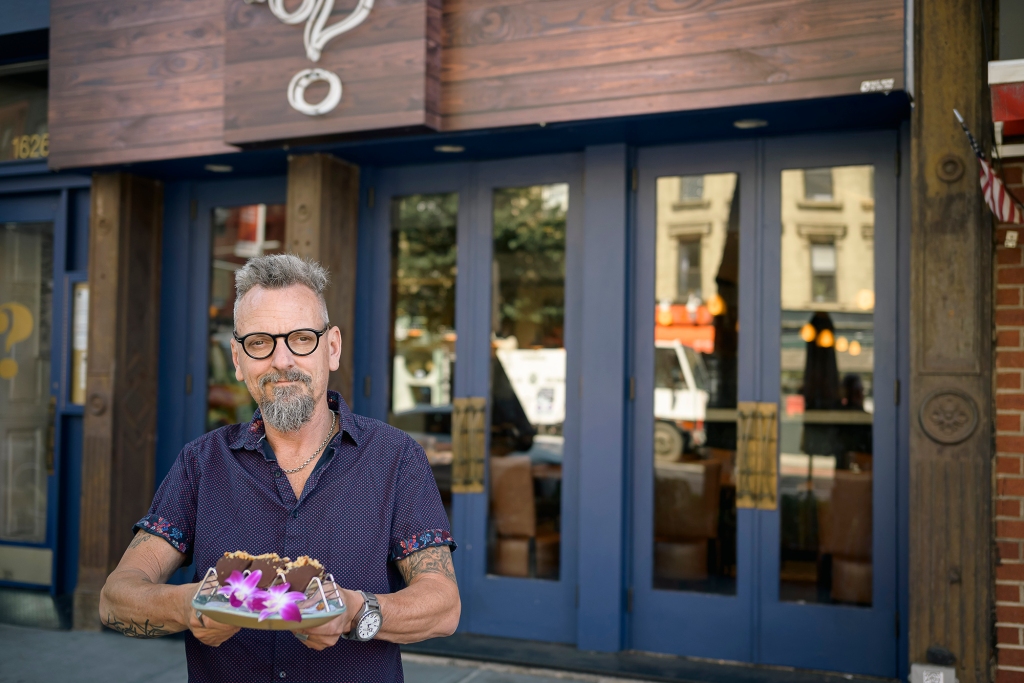 Joel Reiss showing his Choco Tacos at his Upper East Side restaurant, Where's Jac W.?