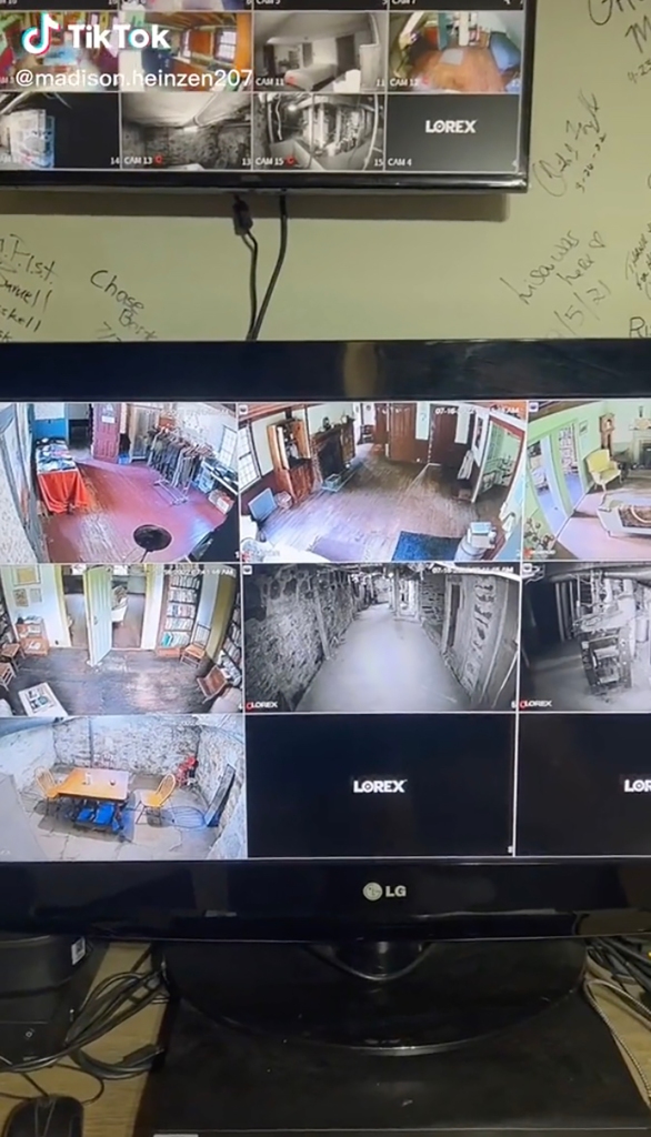Working at the house requires daily checks of security cameras, which can sometimes show spooky footage.