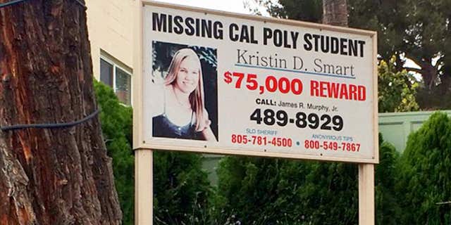 Sept. 7, 2016: A sign outside the James R. Murphy, Jr. law office in Arroyo Grande, Calif., offers a reward for information in the 1996 disappearance of Kristin Smart.