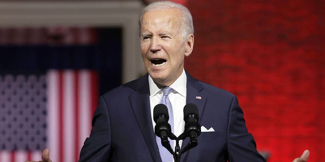 U.S. President Joe Biden delivers a primetime speech at Independence National Historical Park Sept. 1, 2022 in Philadelphia, Pennsylvania. President Biden spoke on "the continued battle for the Soul of the Nation."