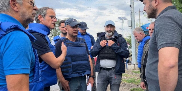 IAEA Director General Rafael Mariano Grossi and fellow officials try to negotiate access to Zaporizhzhia nuclear power plant amid Russia's invasion of Ukraine, in Zaporizhzhia region, Ukraine, in this handout image released September 1, 2022.  International Atomic Energy Agency (IAEA).