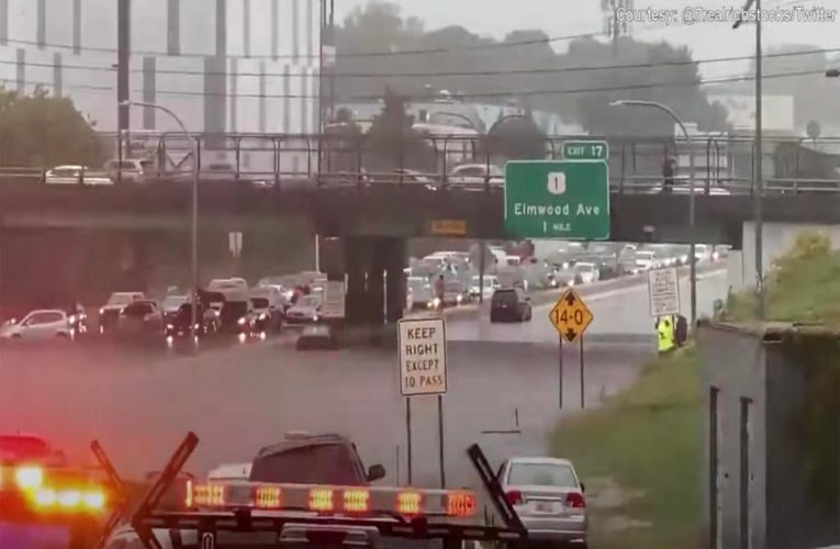 Rhode Island flooding strands drivers on I-95 in Providence