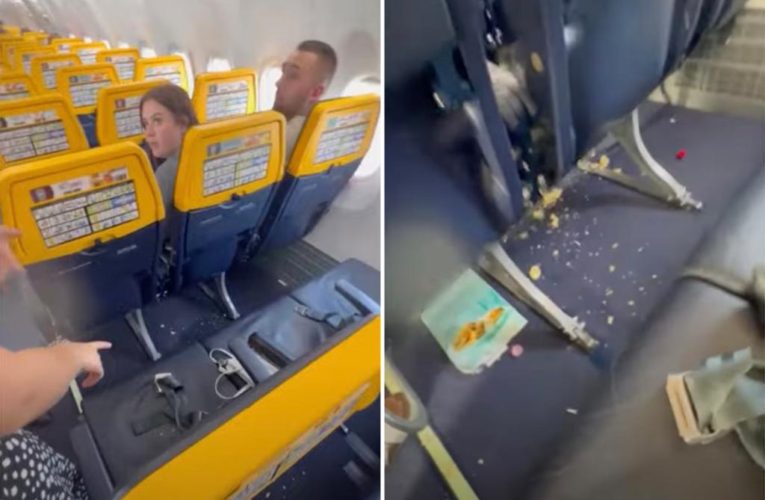 ‘Dirtiest Ryanair flight ever’ video shows plane in shocking state