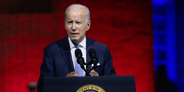 President Biden gives a speech on protecting American democracy in front of Independence Hall in Philadelphia on Sept. 1, 2022.