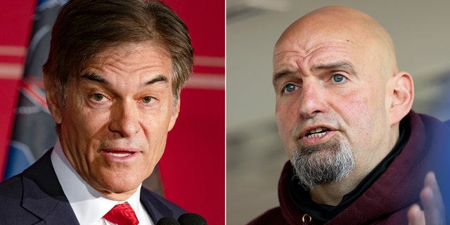 Pennsylvania Republican Senate nominee Mehmet Oz, left, and Pennsylvania Democrat Senate nominee John Fetterman.