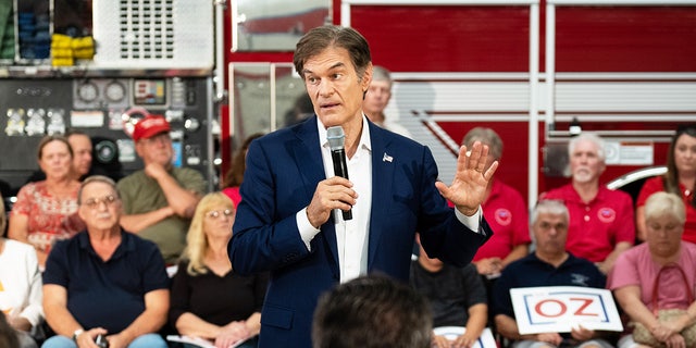 Republican U.S. Senate candidate Mehmet Oz held a rally in the Triton Hose Company in Tunkhanock, Pennsylvania, on Aug. 18, 2022.