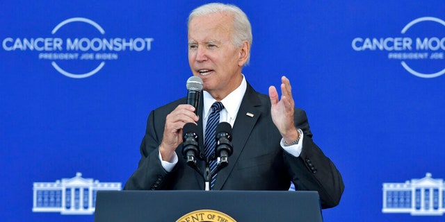 President Joe Biden speaks on the cancer moonshot initiative at the John F. Kennedy Library and Museum, Monday, Sept. 12, 2022, in Boston.