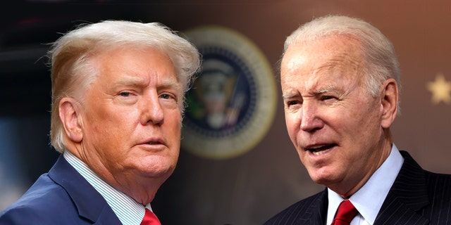 President Biden, right, claimed former President Donald Trump's political base is "semi-fascist" and that "MAGA Republicans" are a threat to democracy.