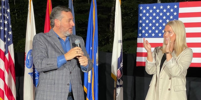 Republican Sen. Ted Cruz of Texas headlines a rally for GOP congressional candidate Karoline Leavitt in Londonderry, New Hampshire, on Sept. 8, 2022.