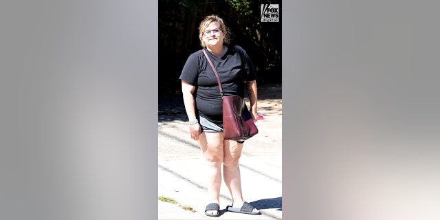 Amanda Bearden is seen outside of her residence in Atlanta, Georgia on Friday, September 23, 2022. Bearden's mother, Debbie Collier was the victim of a brutal murder, her body found on Sept. 11, 2022. 