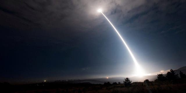 An unarmed Minuteman III intercontinental ballistic missile launches during an operational test at 2:10 a.m. Pacific Daylight Time at Vandenberg Air Force Base, California, Aug. 2, 2017.  