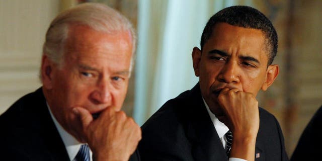 Vice President Joe Biden and President Barack Obama participate in a cabinet meeting at the White House on June 8, 2009.