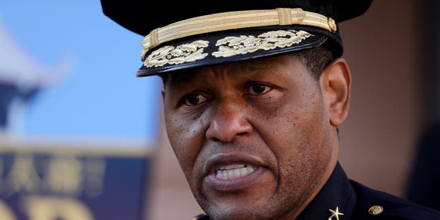 San Francisco Police Chief Bill Scott speaks at a news conference about crime against Asian Americans and Pacific Islanders in San Francisco, California, U.S., January 25, 2022. 