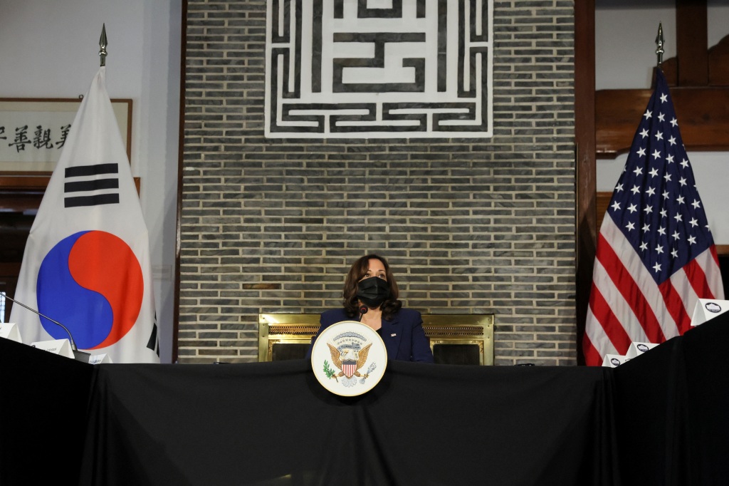 U.S. Vice President Kamala Harris attends a meeting in Seoul, South Korea on Sept. 29, 2022.