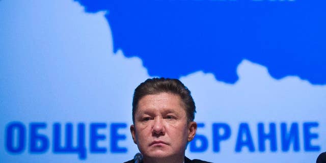 Russian state-run natural giant Gazprom CEO Alexei Miller attends an annual shareholders' meeting in the Gazprom headquarters in Moscow, Russia, Friday, June 27, 2014. 