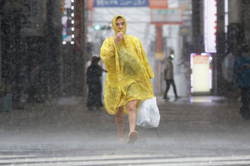 A powerful typhoon ripped through southern Japan on Sunday.