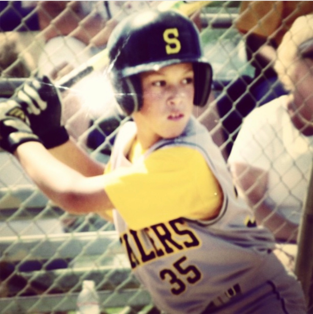 A young Aaron Judge steps up to the Little League plate.